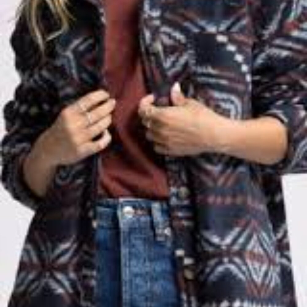 Thread & Supply Shacket Navy Red Southwestern Azt… - image 2